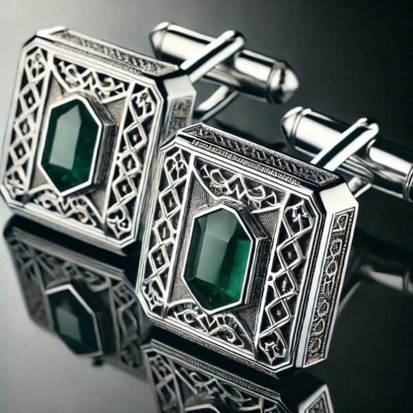 Emerald (Zumurrud) and Platinum Cufflinks